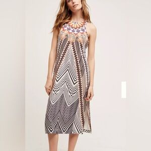 HD in Paris Solstice Silk‎ Dress Orange and Black Geometric Midi Work Office #cc